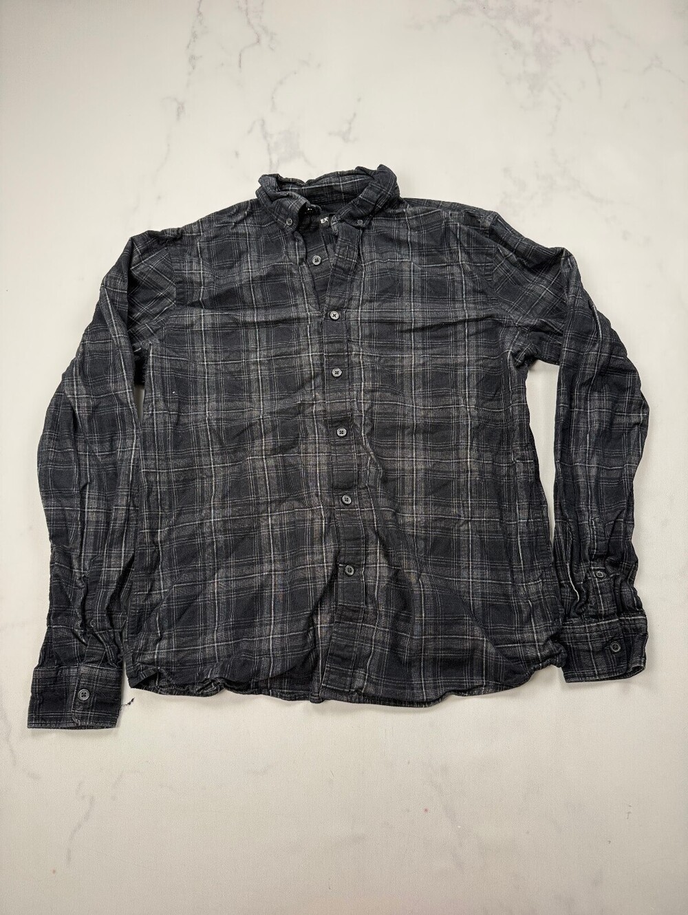 Express Button-Up Shirt Black 2000s Button-Up Collar - Mens M